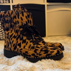 Sam Edelman Leopard Combat Boots